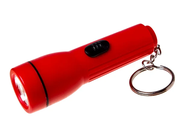 The red flashlight (keychain) isolated on a white background. — Stock Photo, Image