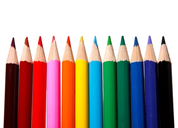 Colorful watercolor pencils for children isolated on white backg — Stock Photo, Image