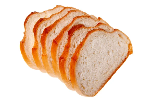 Een brood van brood gesneden, geïsoleerd op een witte achtergrond — Stockfoto