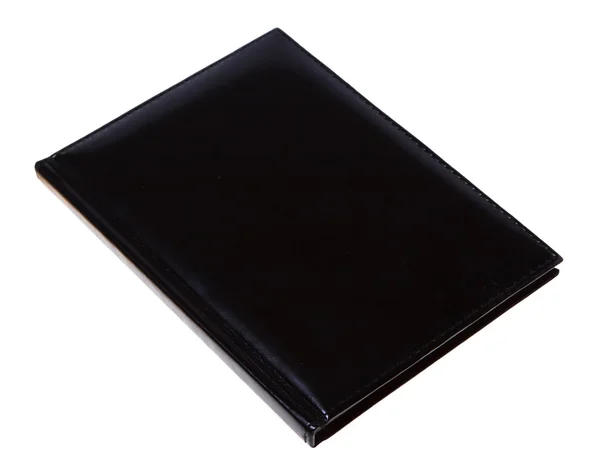 Černý deník (notebook) izolované na bílém pozadí. — Stock fotografie