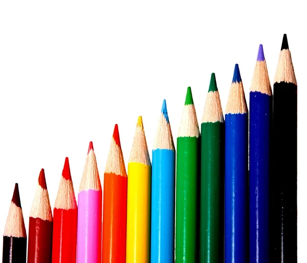 흰색 찾기에 고립 된 아이 들을 위한 다채로운 수채화 연필 — 스톡 사진