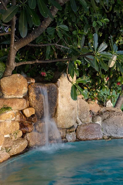 Garden waterfall with pond — Stock Photo, Image
