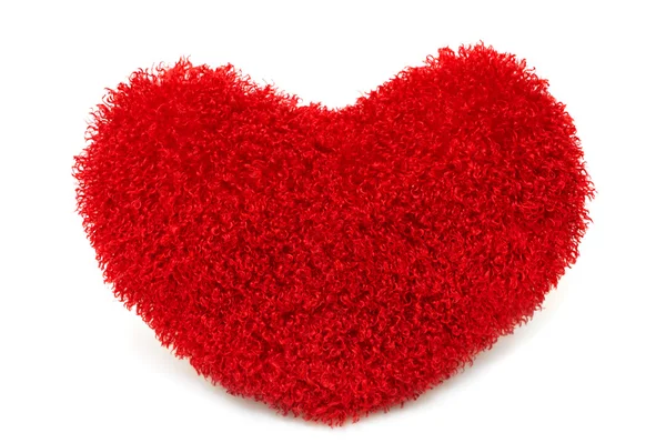 Yumuşak kırmızı kalp yastık — Stok fotoğraf