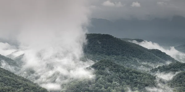 Niebla y nube montaña valle paisaje —  Fotos de Stock
