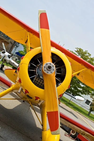 stock image Propeller and engine of vintage airplane