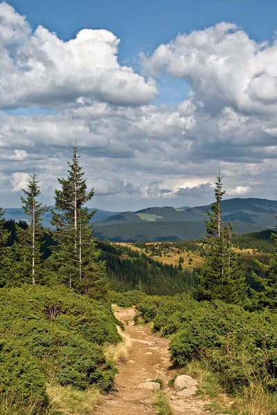 stock image Mountain valley with cloudy sky