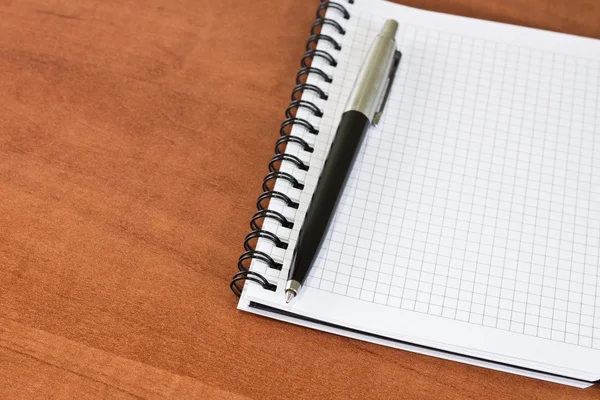 Pen opleggen een duidelijke notebook — Stockfoto