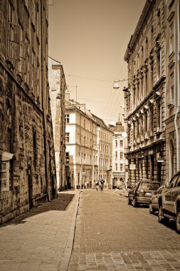 Historic street in old part of europe town clipart