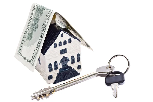House, key and dollar — Stock Photo, Image