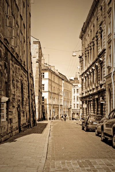 Historic street in old part of europe town — Stock Photo, Image