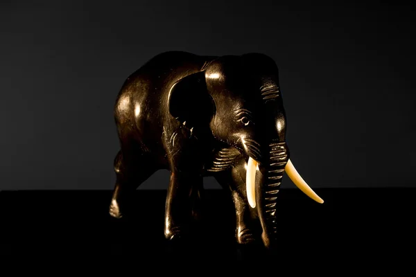 Standbeeld van zwarte ebbenhouten olifant — Stockfoto