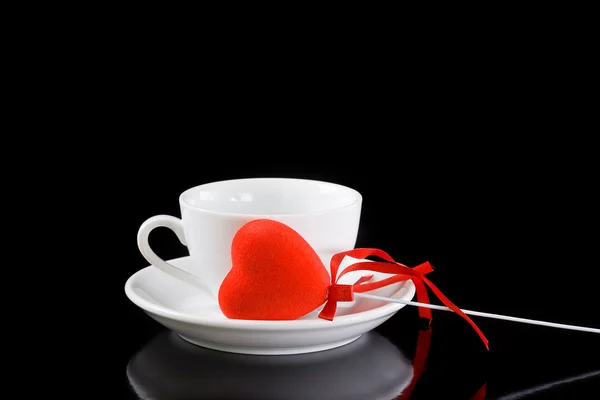 Kopp kaffe med rött hjärta — Stockfoto