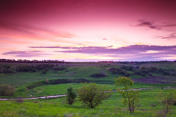 stock image Landscape of green fields