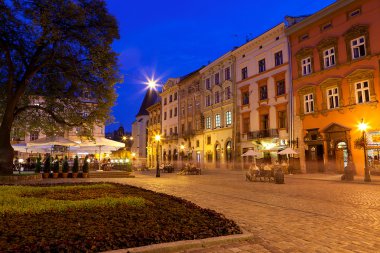 Square in old European town Lvov clipart