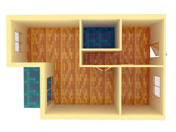 Vista superior do pequeno apartamento com paredes — Fotografia de Stock