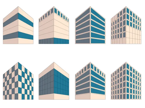 Olika tecken på byggnader i perspektiv — Stock vektor