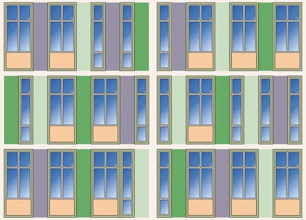 Sömlös bakgrund av modern byggnad fasad — Stock vektor