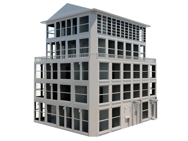 Streszczenie model pięć kondygnacji budynku — Zdjęcie stockowe