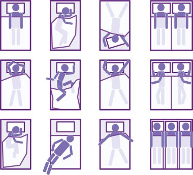 Set of different sleeping positions. Vector illustration. clipart