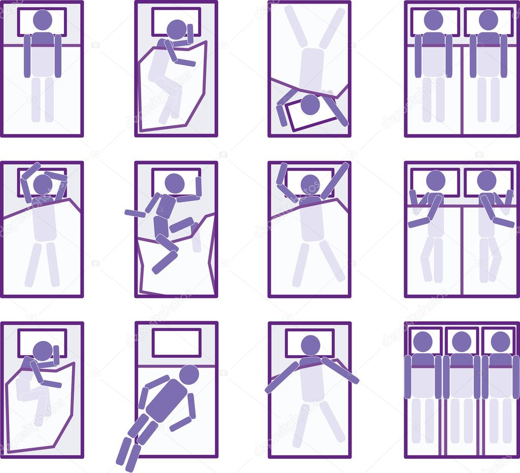 Set of different sleeping positions. Vector illustration.