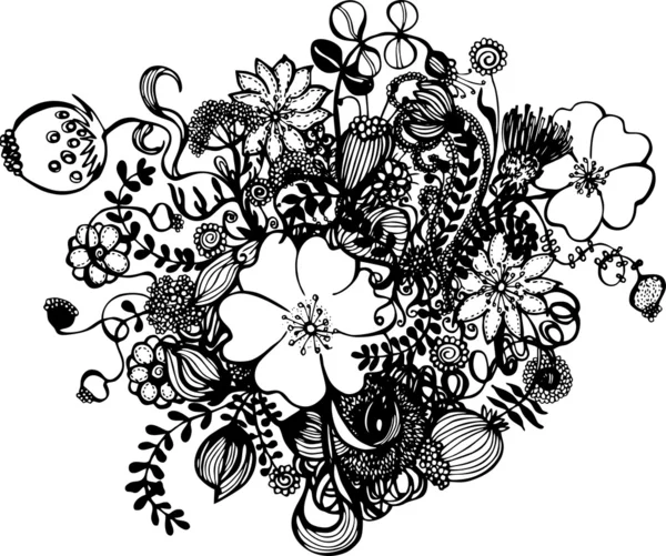 Streszczenie czarno-białe kwiaty — Wektor stockowy