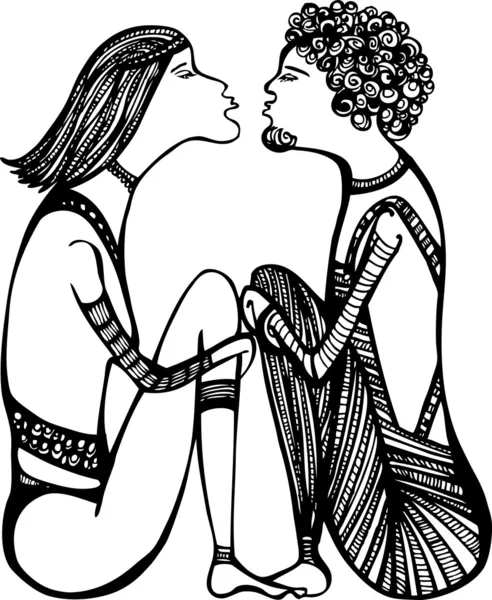 Croquis d'un couple amoureux, prêt à embrasser — Image vectorielle