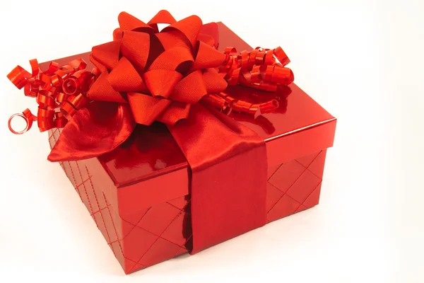 Wrapped Present with Red Bows — Stock fotografie