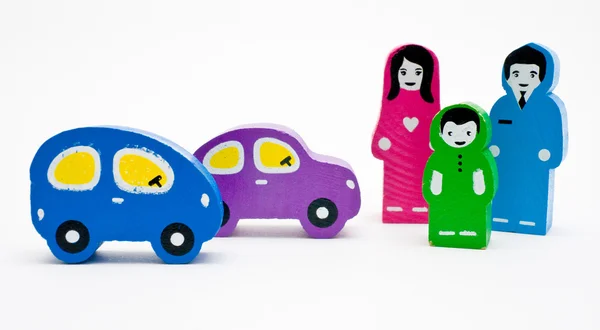 Family and two cars — Stock Photo, Image