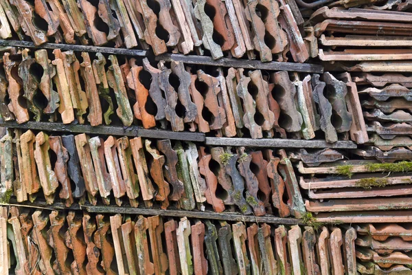 stock image Collection of old roof tiles