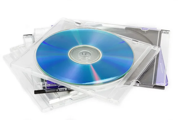 Discos compactos (CDs) em um caso — Fotografia de Stock