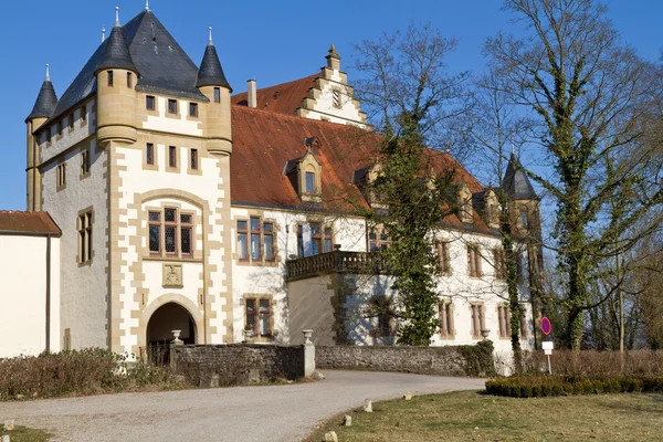 Algemeen beeld van het kasteel van de historische "goetzenburg" in de winter — Stockfoto