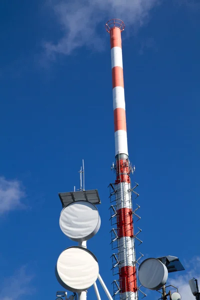 Various antenna installed on a mountain top in Bavaria — Stock Photo, Image