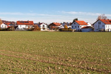 yeni inşa edilen konut alanı kırsal Bavyera, Almanya
