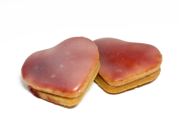 Coração rosa em forma de biscoitos de Natal — Fotografia de Stock