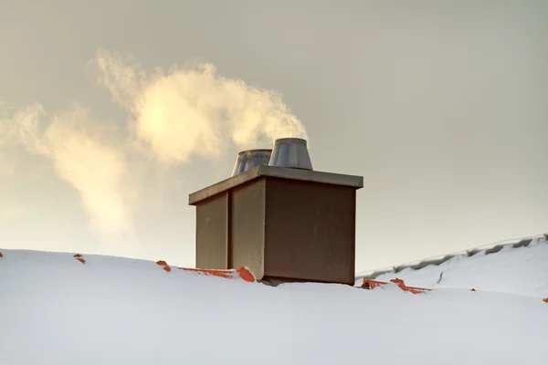 Stock image Smoking chimney of a residential home