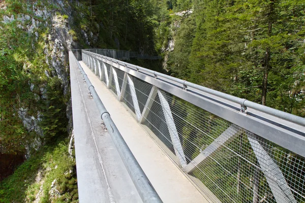 Bridge inside the Leutasch Gorge in the German alps, Bavaria — Stock Photo, Image