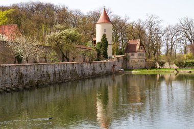 Dinkelsbuehl, City Wall with Defense Tower clipart