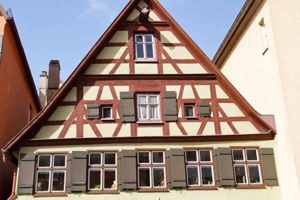 Facade of medieval houses in Dinkelsbuehl, Franconia, Germany — Stock Photo, Image