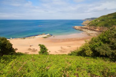 pitoresk bir greve de lecq beach, jersey, İngiltere