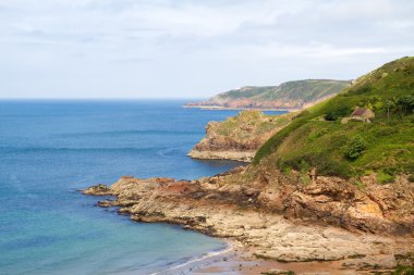 pitoresk bir greve de lecq beach, jersey, İngiltere