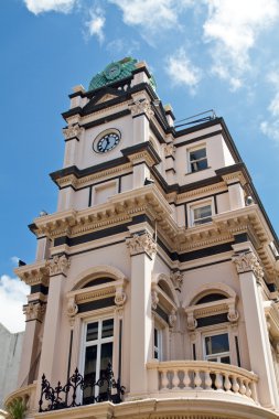 Historic building in downtown St. Helier, Jersey, UK clipart