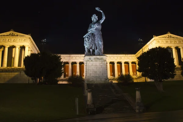 stock image Historic Bavaria statue in Munich at night