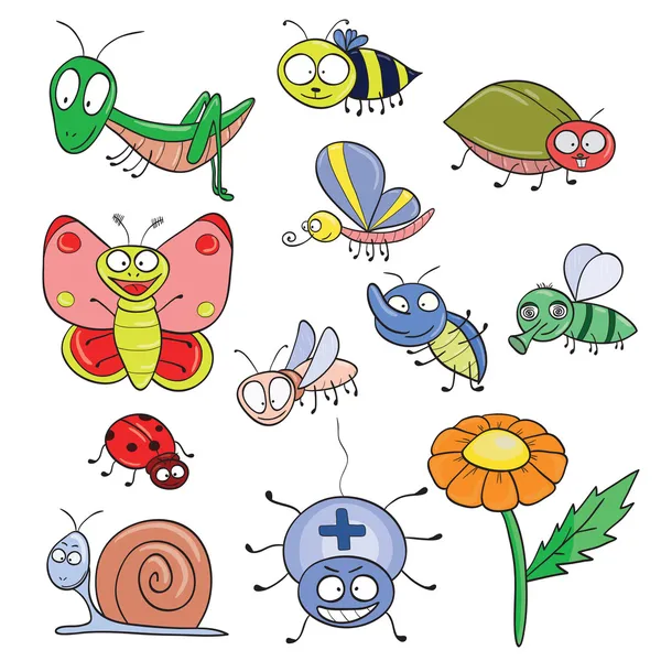 Insecten doodle set — Stockvector