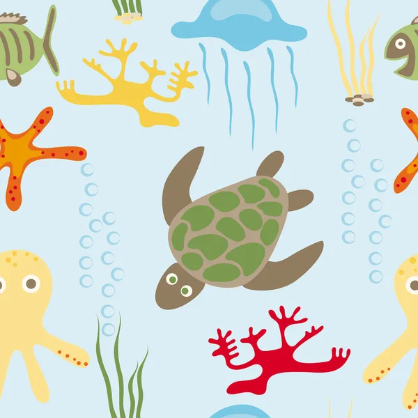 Sea animals pattern — Stock Vector