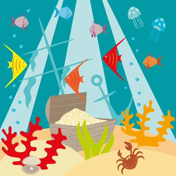 Poitrine au fond de la mer — Image vectorielle