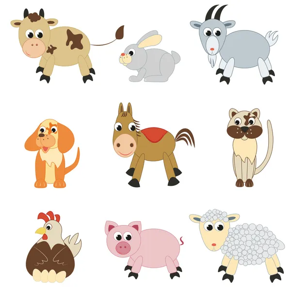 Ensemble d'animaux de ferme — Image vectorielle