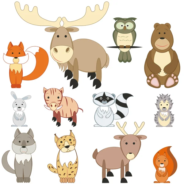 Conjunto de animais florestais — Vetor de Stock