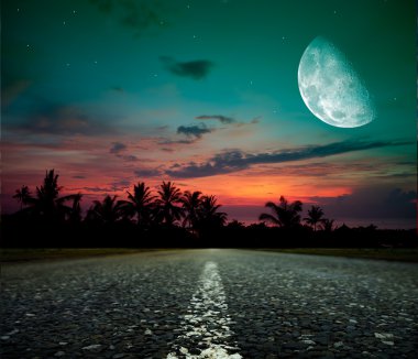 Moonlit road clipart