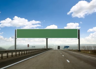 Billboard on the highway. Skyline clipart