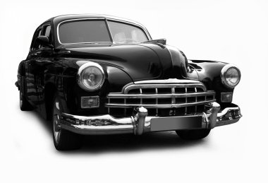 Black a retro the car on a white background. Isolated clipart